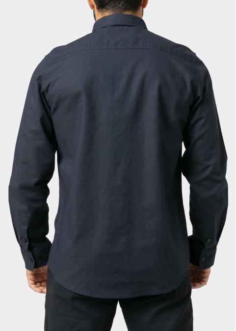 Linen - Cotton Navy Blue Classic Shirt