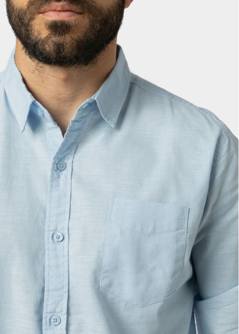 Linen - Cotton Light Blue Classic Shirt