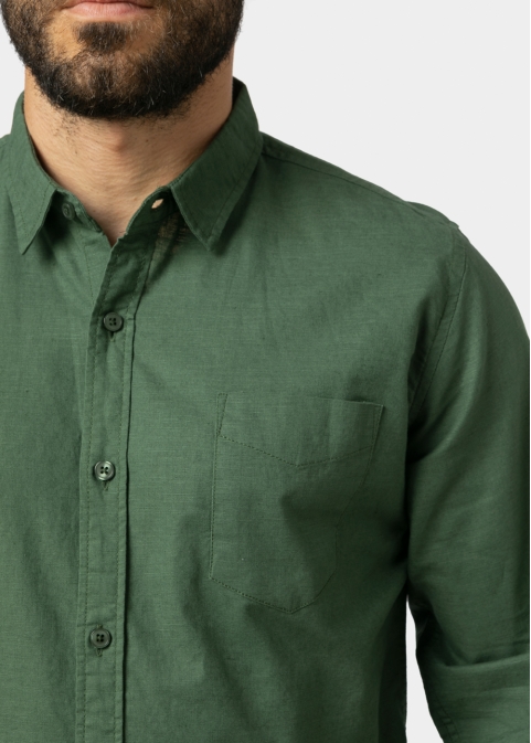 Linen - Cotton Khaki Classic Shirt