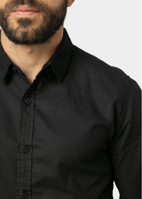 Linen - Cotton Black Shirt 