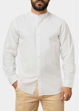 Linen - Cotton White Mao Shirt 
