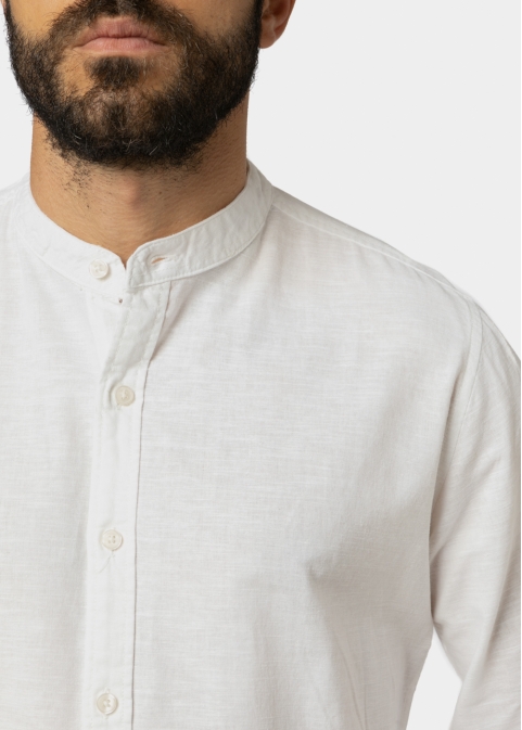 Linen - Cotton White Mao Shirt 