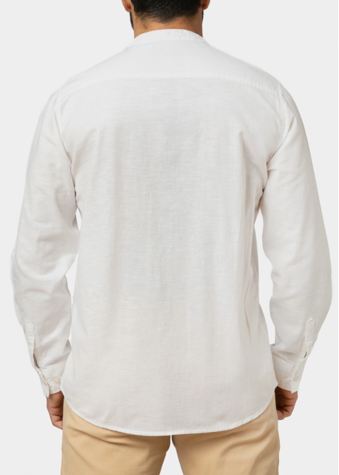 Linen - Cotton White Mao Shirt 