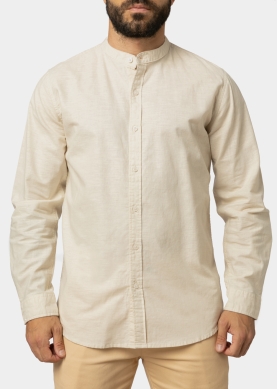Linen - Cotton Beige Mao Shirt 