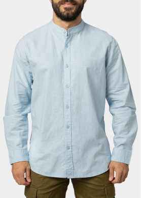Linen - Cotton Light Blue Mao Shirt 