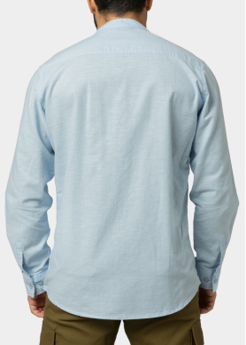 Linen - Cotton Light Blue Mao Shirt 