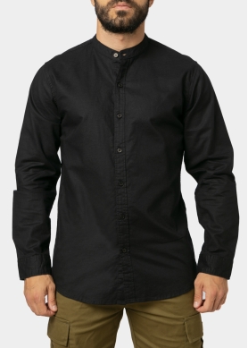 Linen - Cotton Black Mao Shirt 