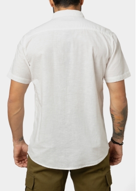 Linen - Cotton White Classic Shirt w/ Short Sleeves