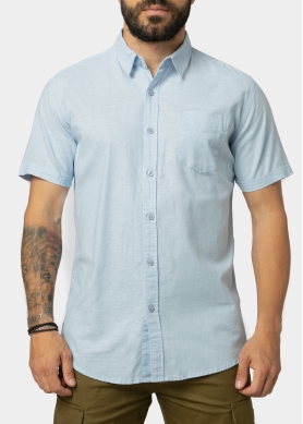 Linen - Cotton Light Blue Classic Shirt w/ Short Sleeves