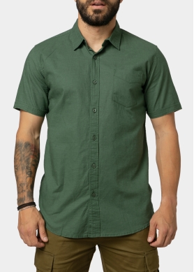 Linen - Cotton Khaki Classic Shirt w/ Short Sleeves
