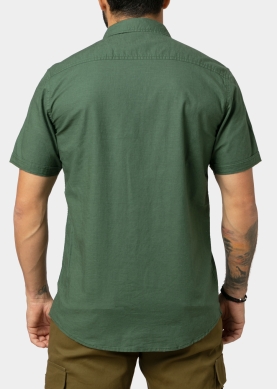 Linen - Cotton Khaki Classic Shirt w/ Short Sleeves