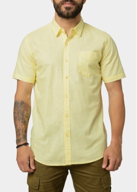 Linen - Cotton Yellow Classic Shirt w/ Short Sleeves