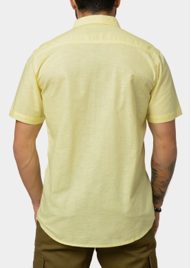 Linen - Cotton Yellow Classic Shirt w/ Short Sleeves
