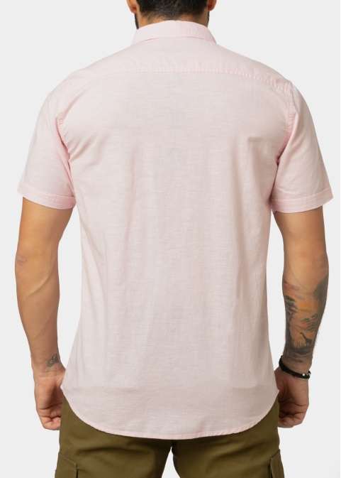 Linen - Cotton Light Pink Classic Shirt w/ Short Sleeves