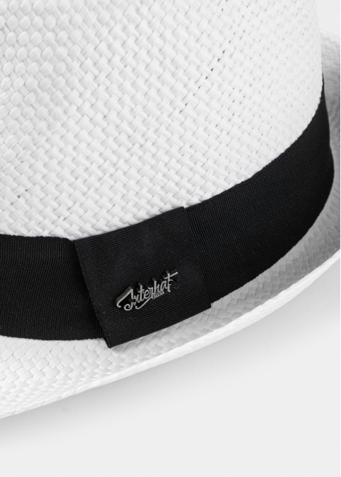 White Fedora Hat w/ black hatband 2