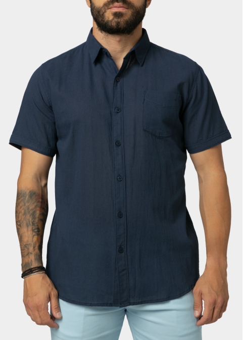 Navy Blue Classic Shirt w/ Short Sleeves