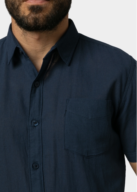 Navy Blue Classic Shirt w/ Short Sleeves
