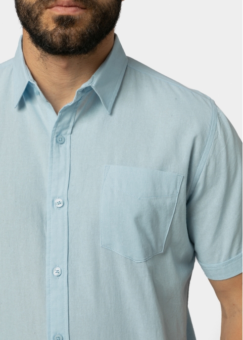 Light Blue Classic Shirt w/ Short Sleeves
