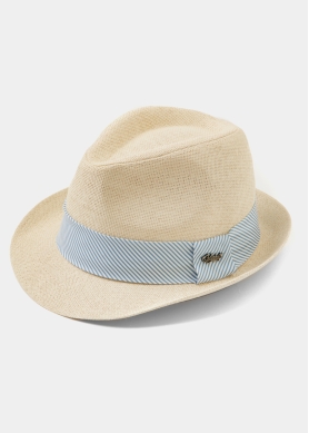 Beige Fedora Hat w/ mariner hatband