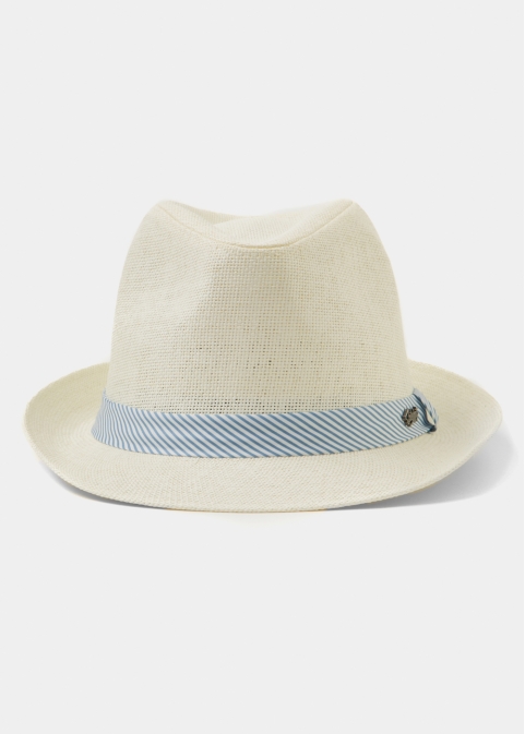 Ecru Fedora Hat w/ mariner hatband