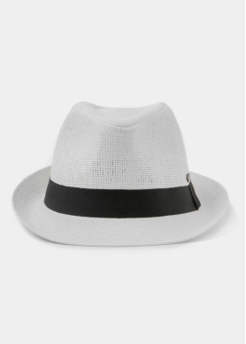 White Fedora Hat w/ black hatband