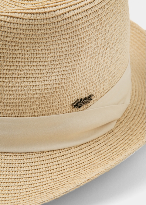 Ecru Fedora Hat w/ cream hatband