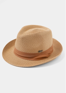Brown Fedora Hat w/ camel hatband