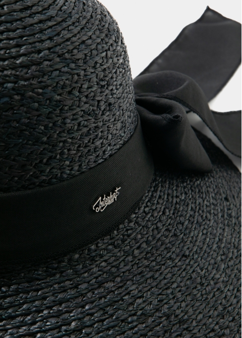 Black Raffia Hat w/ black ribbon