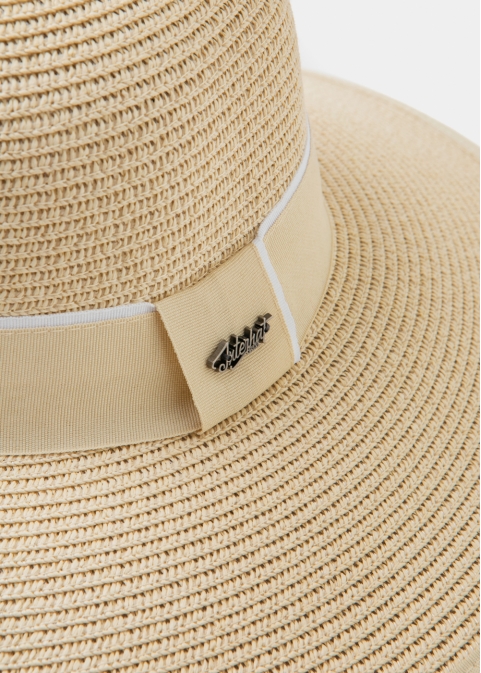 Beige Straw Hat w/ beige hatband