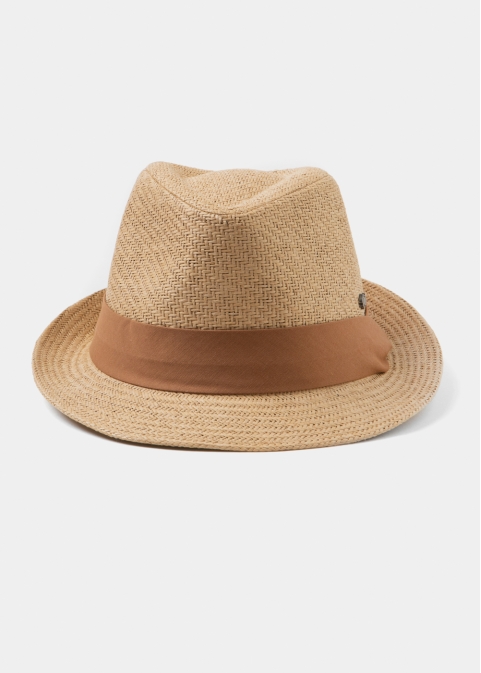 Brown Fedora Hat w/ camel hatband