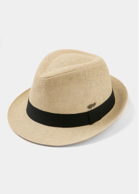 Beige Fedora Hat w/ black hatband