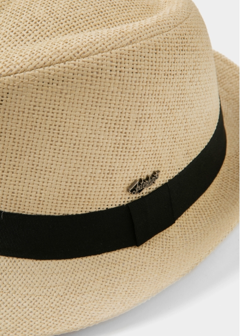 Beige Fedora Hat w/ black hatband