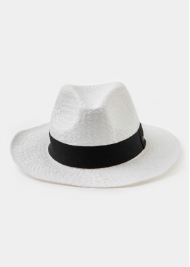 White Braided Panama Style Hat 
