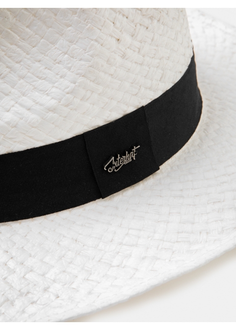 White Braided Panama Style Hat 