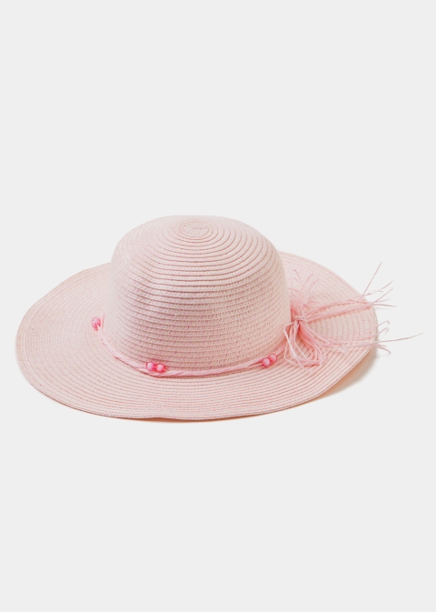 Girls Pink Straw Hat