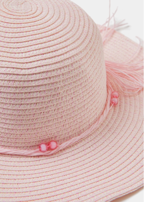 Girls Pink Straw Hat