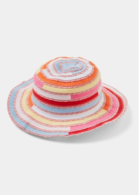 Girls Multicolour Hat w/ Top Stitches