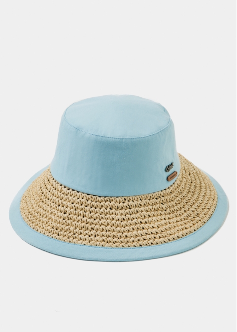 Baby Blue Bucket Cotton & Straw Hat 