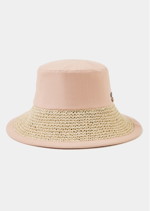 Peach Bucket Cotton & Straw Hat 