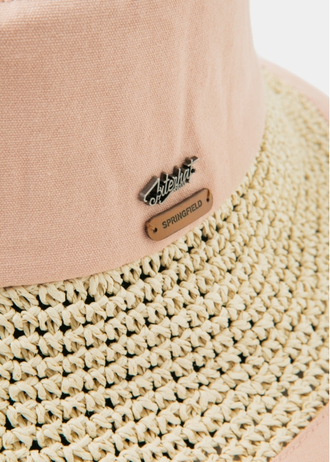 Peach Bucket Cotton & Straw Hat 
