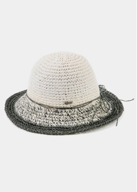Black & White Bucket Style Straw Hat