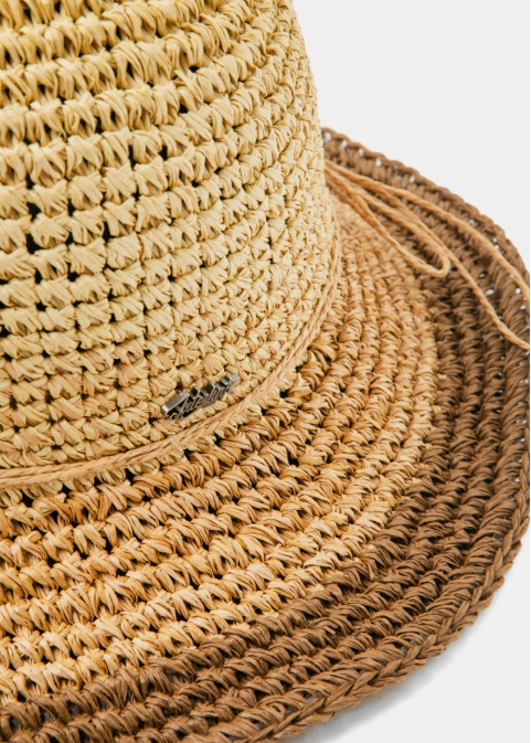 Brown Bucket Style Straw Hat