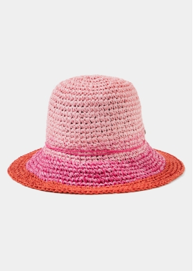 Fuchsia Bucket Style Straw Hat