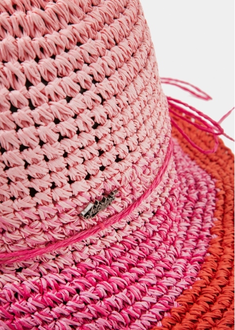 Fuchsia Bucket Style Straw Hat