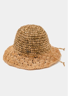 Green & Brown Bucket Style Straw Hat