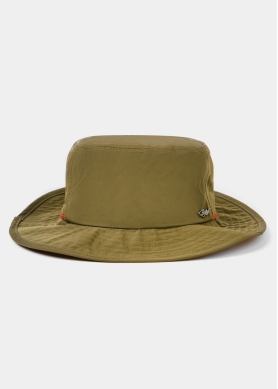 Khaki Active Bucket Hat w/ Orange Details