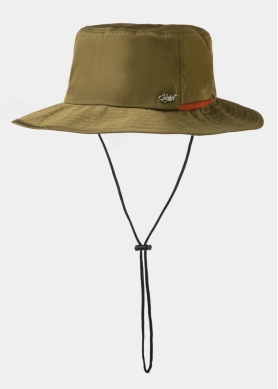 Khaki Active Bucket Hat w/ Orange Details