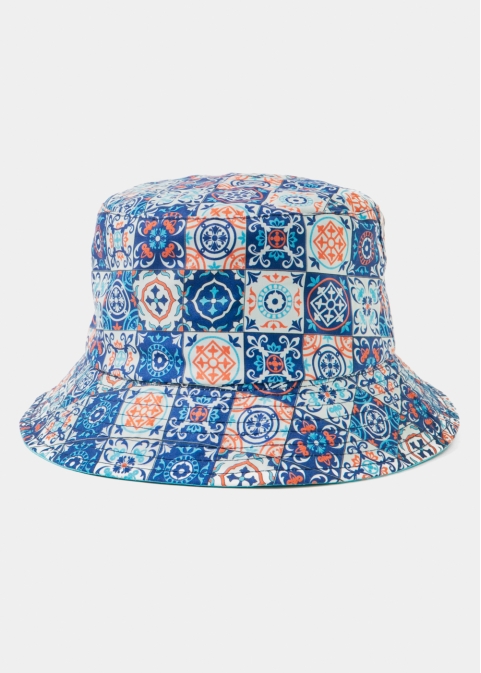 Double-Faced Bucket Hat Moroccan Pattern & Turquoise