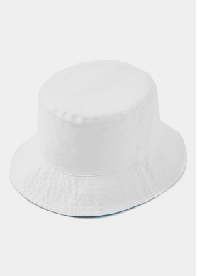 Double-Faced Bucket Hat Cottons Pattern & White