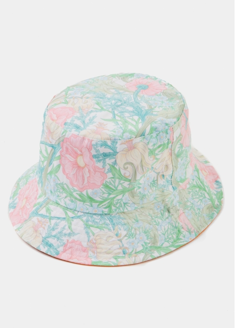 Double-Faced Bucket Hat Flowers Pattern & Orange 